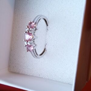 10k Gold Diamond and Pink Sapphire Ring